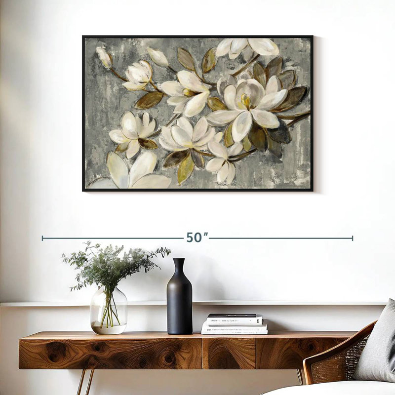 Magnolia Simplicity Neutral Grey, Floating Frame Black, 37" X 25"