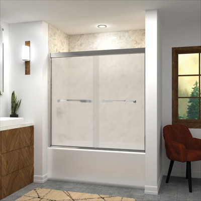 Frederick 57.75" W x 58" H Semi Frameless Shower Door