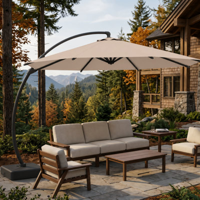 Parasol en aluminium en porte-à-faux pour patio avec base incluse