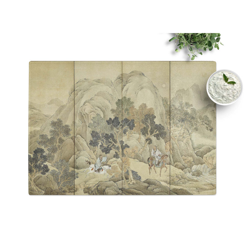 Tempered Glass Xiao He Chases Han Xin by Yosa Buson Chopping Board, 28.5 cm x 20 cm