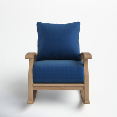 Summerton Teak Outdoor Rocking Chair with Cushions by Birch Lane