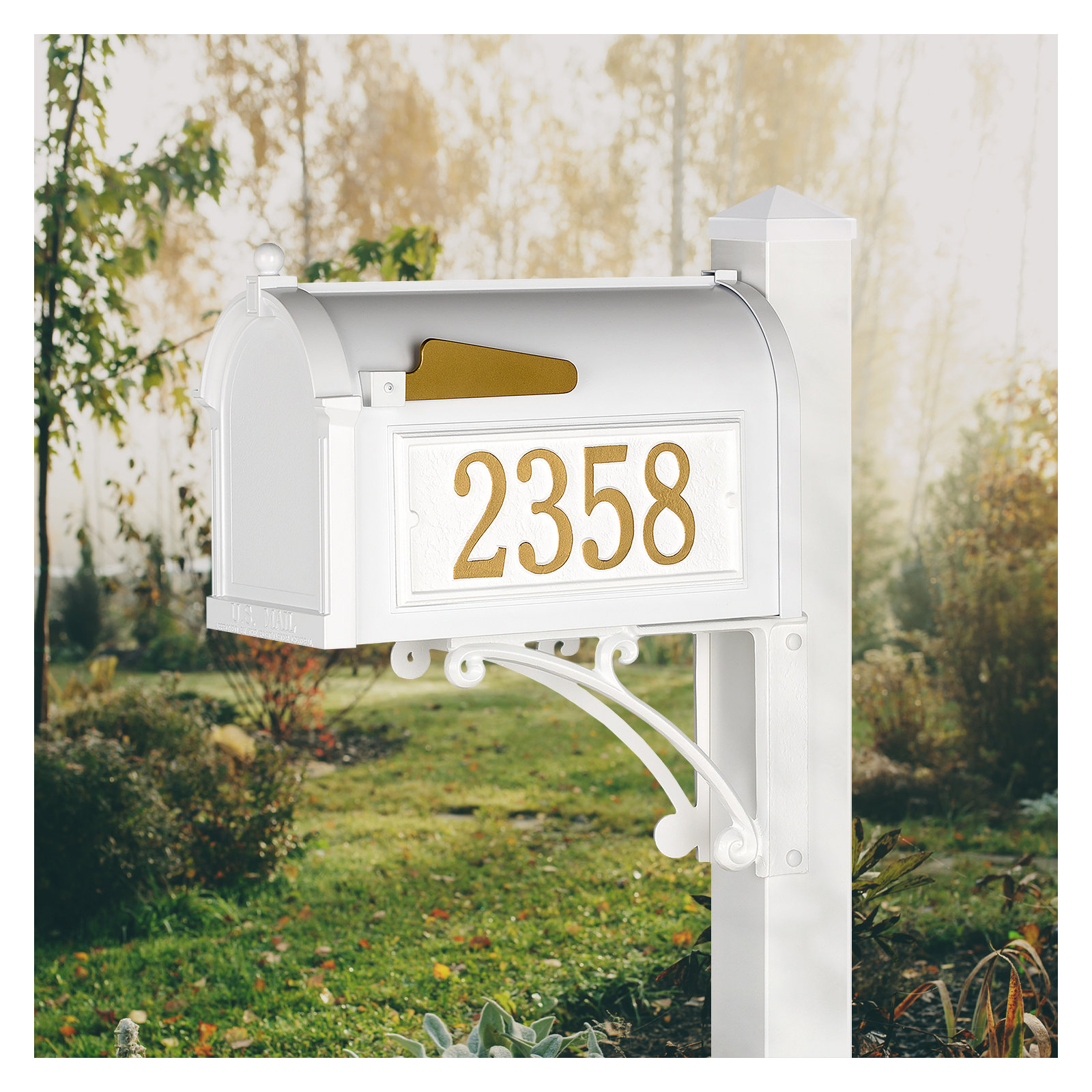 Superior Post Mounted Mailbox, White, Yes