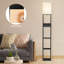Lampe sur pied colonne 67 "avec tablettes, bois massif, ports USB, tiroir de rangement et ampoule incluse-1349569208