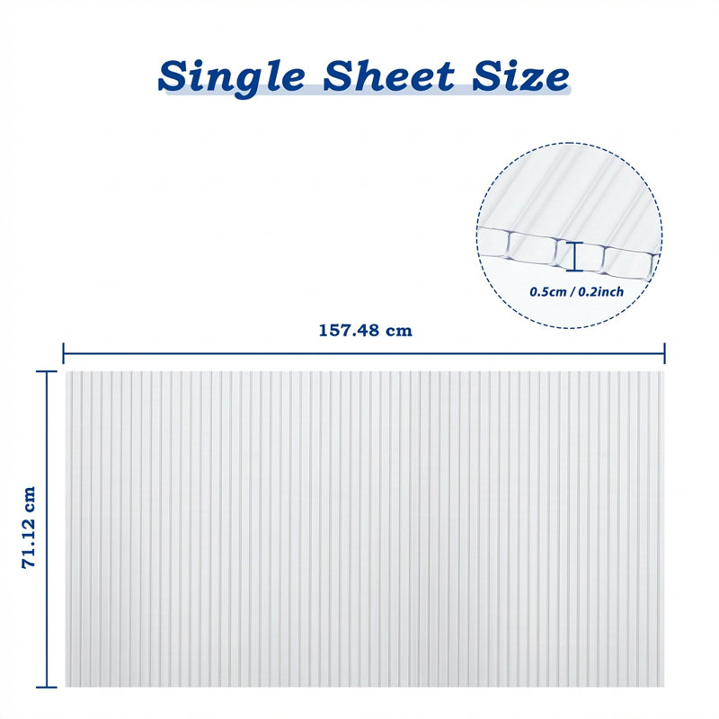 6Pcs Polycarbonate Panels, 0.5cm H x 157cm W x 71cm D