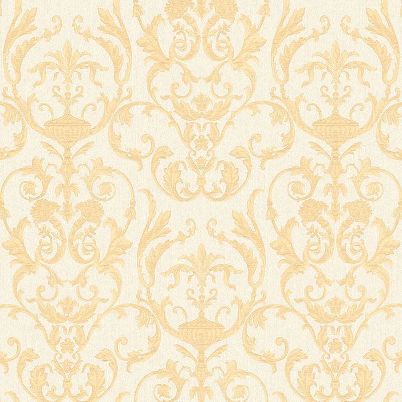 10m x53cm 3D Embossed Matte Wallpaper Roll, Cream/Gold