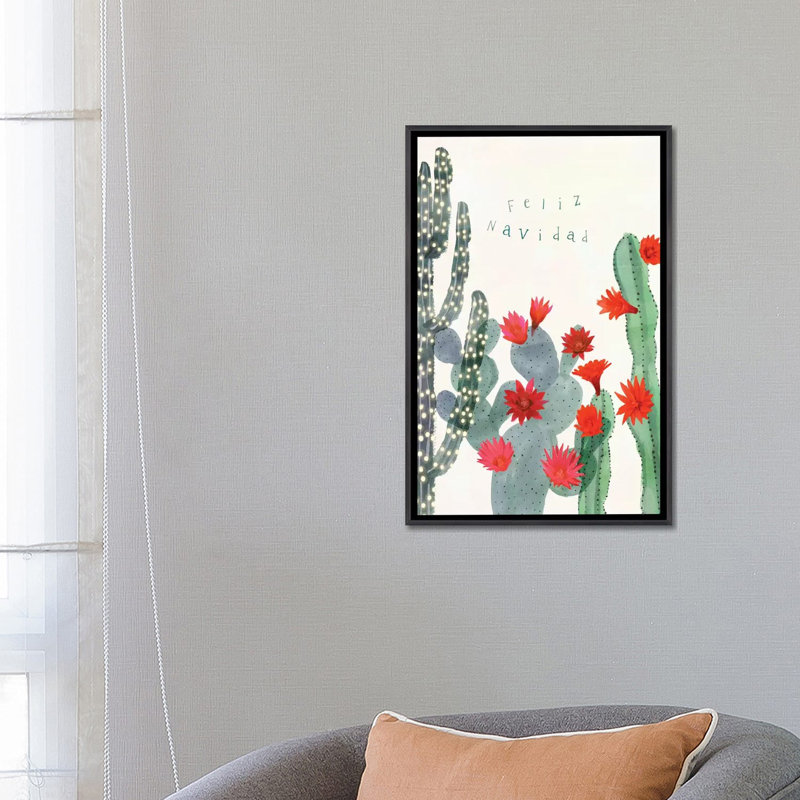 «Desert Christmas Cactus II» par Victoria Borges - impression d'art graphique, H 26 po x l 18 po x 1,5 po, Aucun mat