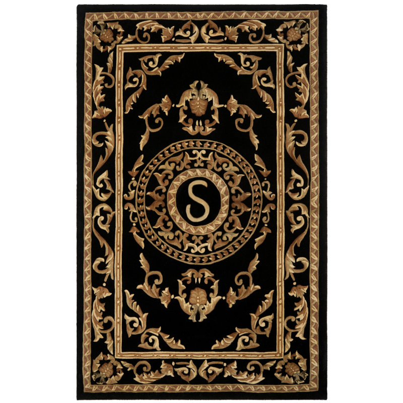 Tapis floral en laine touffeté à la main Lenora Naples, Rectangle 5 pi x 8 pi