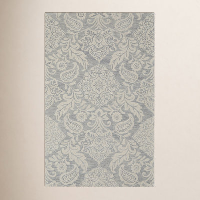 Armando Ivory Gray Hand-Tufted Floral Cotton Rug