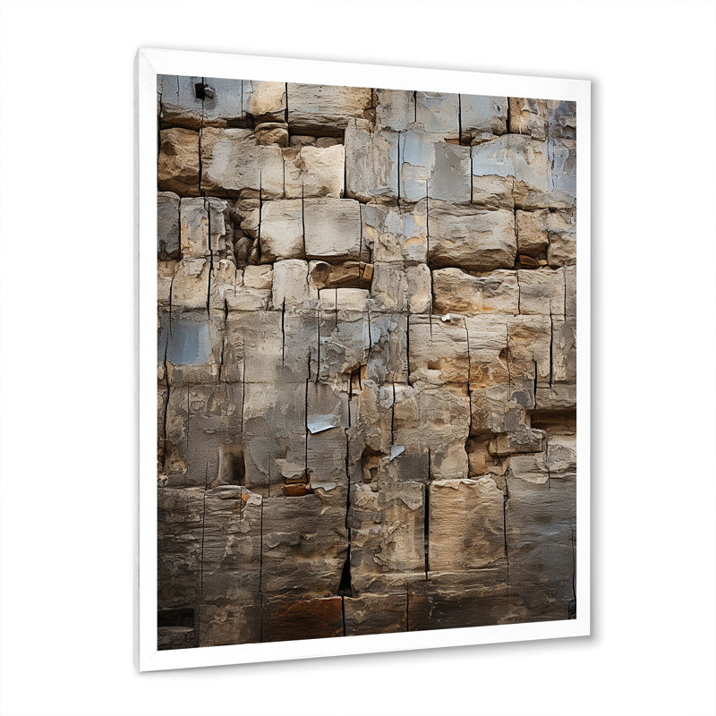 «Baljeet Hebrew Western Wall Collage II», reproduction sur toile encadrée, Cadre photo blanc, H 20 po x l 12 po x P 1 po