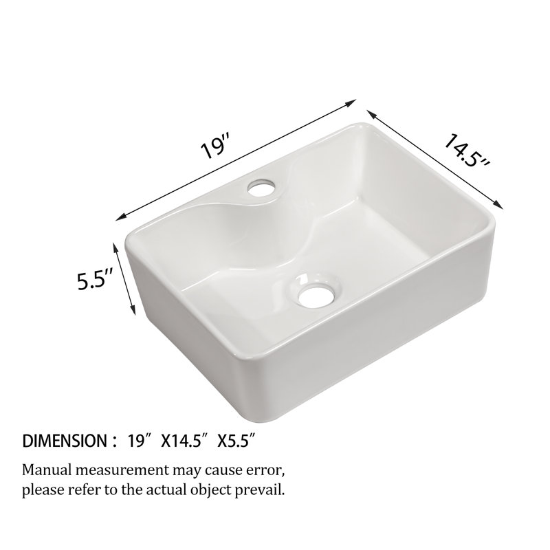 PLUSTEEL 15'' Ceramic Rectangular Bathroom Sink