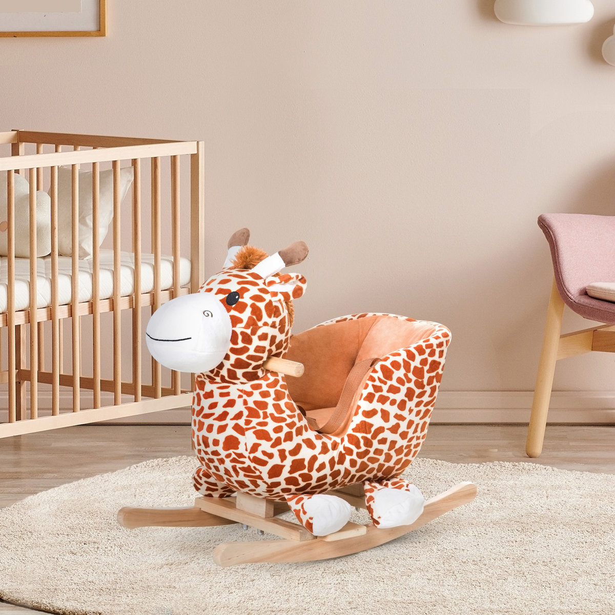 Indigo Safari Qaba Kids Plush Rocking Horse Giraffe Style Themed Ride ...