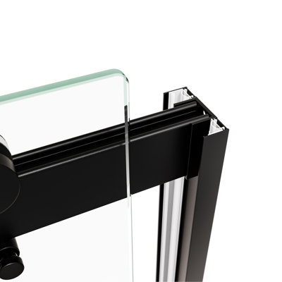 Bypass Shower Door With Nano Easy Clean Treatment - 5/16" Tempered Glass Matted Black 36000 Times Open And Close Test 6074 Install, Leakage, Double Sliding System