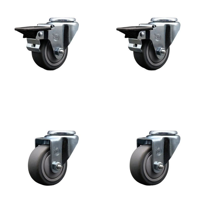 4-Piece Thermoplastic Rubber Caster Set