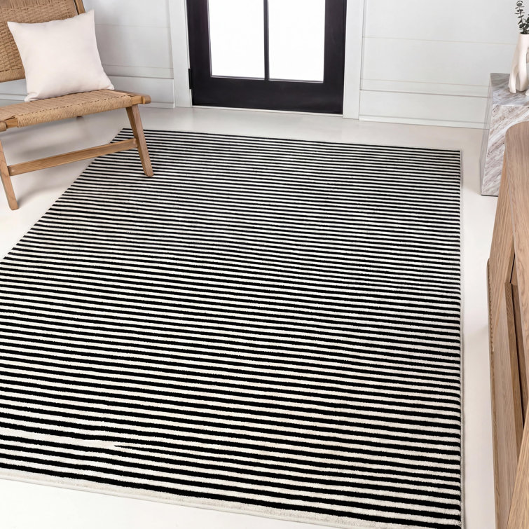 Tapis rayé noir / blanc Aarhus