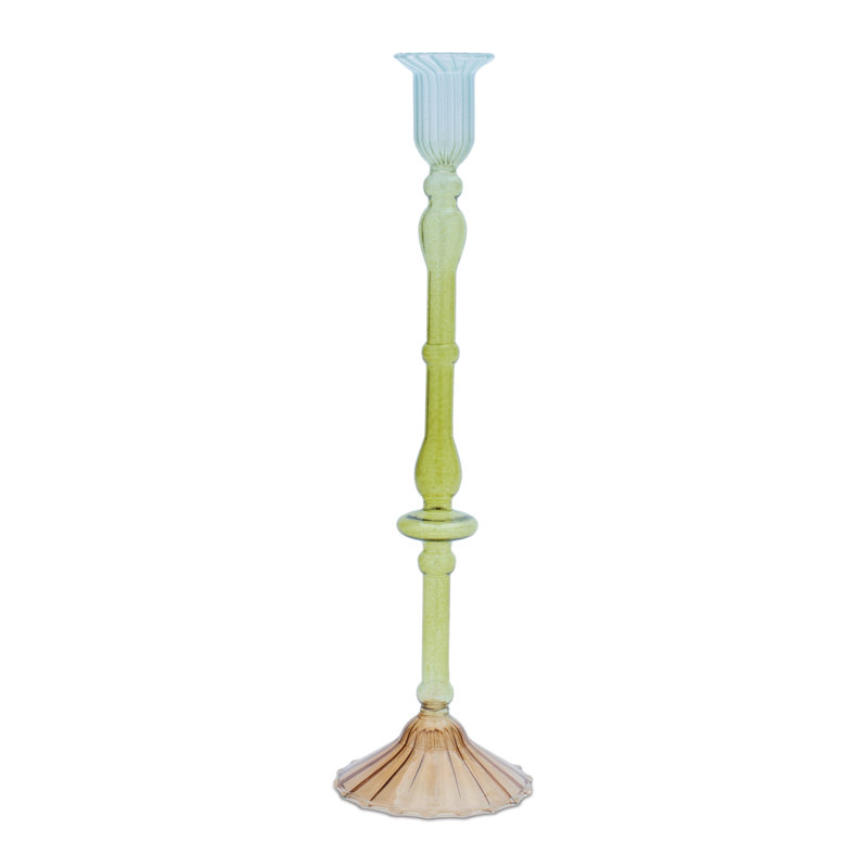 Multicolored Glass Taper Candle Holder