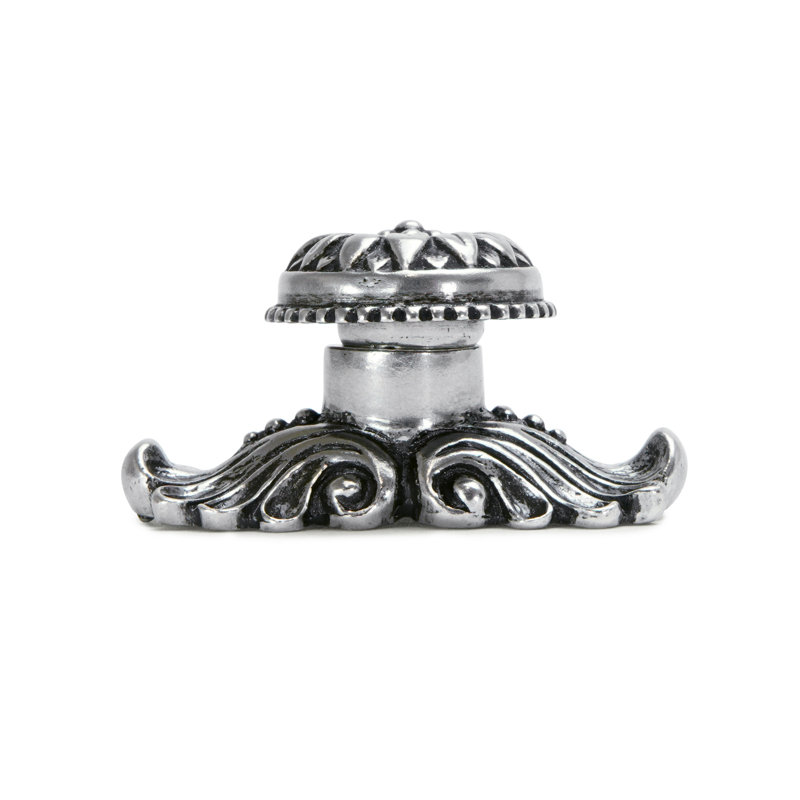 Acanthus large knob with flared foot Rosette style with medium backplatein Platinum, Silver