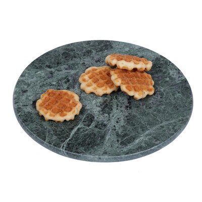 Ivy Bronx Natural Green Marble 8"" Diam. Round Trivet Cheese Board Dessert Serving Plate -  3D3384116CB949559CCE9D71F3828A41