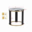 Table de bout 24 po ronde en ivoire ivoire imitation marbre, canapé de salon avec accents dorés, brun / or