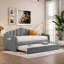 Lit de jour simple tapissier avec couchette, poches et ports USB-1730646467