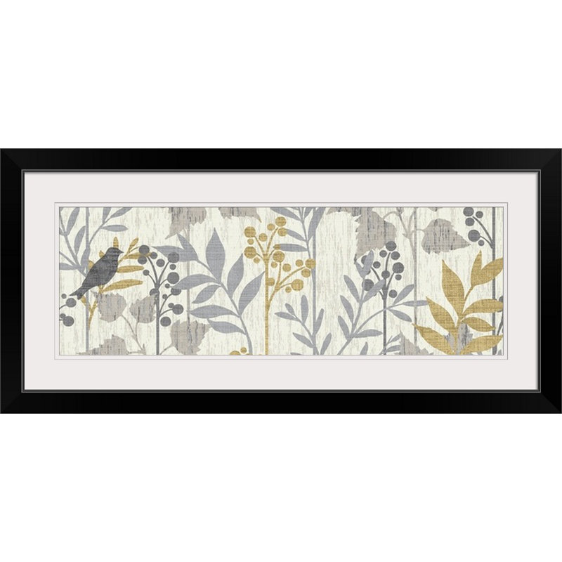 « jardin leaves panel i », impression, Cadre noir, H 20 po x l 44 po x P 1 po