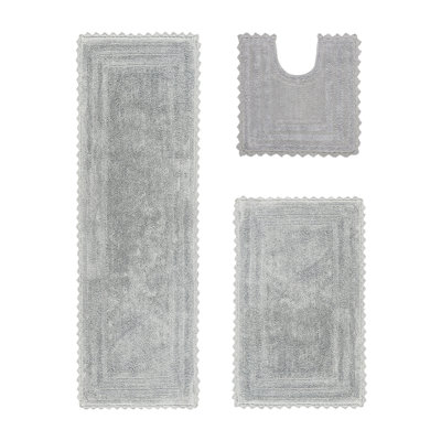 Rasika Reversible 100% Cotton Tufted Bath Rug Set (Set of 3) 