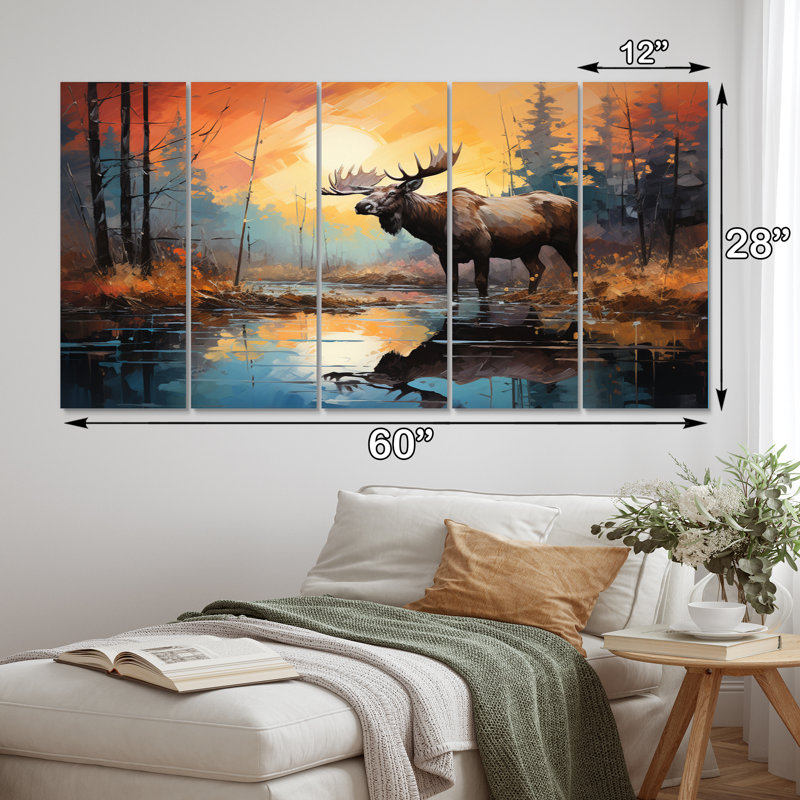 Ensemble de 5 décorations murales Canada Majestic Moose IV