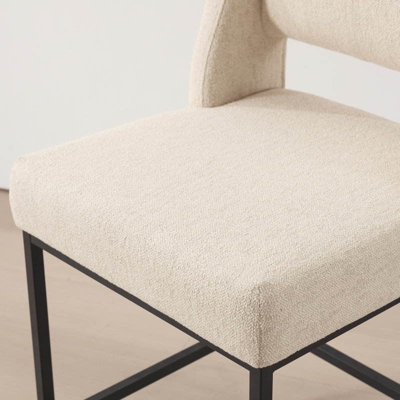 Tabouret de comptoir en lin 26,4 po avec structure en métal Jenie, Lin beige