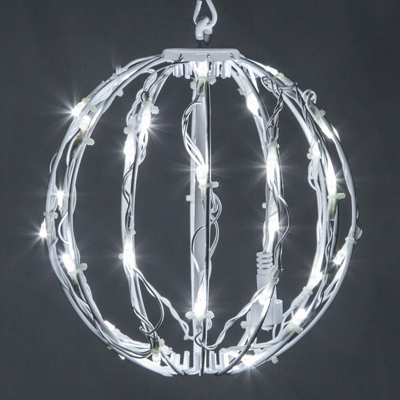 Fold-Flat LED Metal Lighted Outdoor Decoration, Cool White, 8" H x 8" W x 8" D
