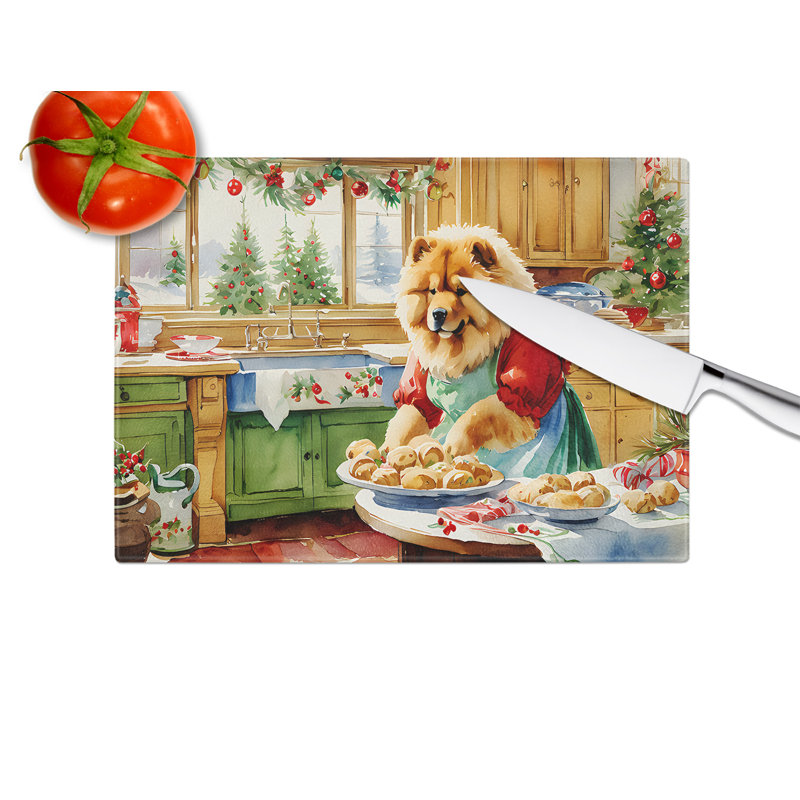 Chow Chow Christmas Cookies Glass Cutting Board