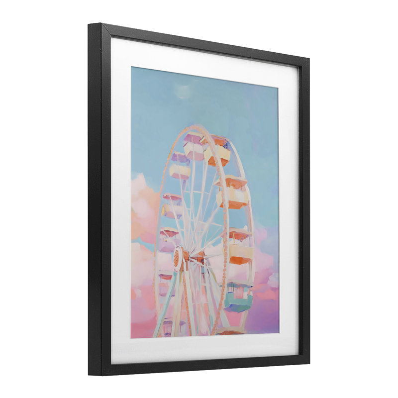 Grande roue et barbe à papa, impression encadrée sous verre, design par The Prints Vibe, 21 x 17