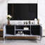 Meuble télé moderne de 60 pouces avec miroir, support de 65 pouces, portes d'armoire à motif diamant, rangement personnalisable pour meuble télé, design épuré, solution modulaire