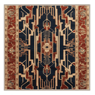 Machine Washable Art Deco Beige Area Rug