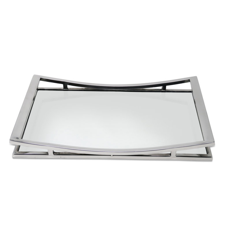 Plateau miroir rectangulaire, Argent argent, H 2 po x l 16,25 po x P 10,25 po