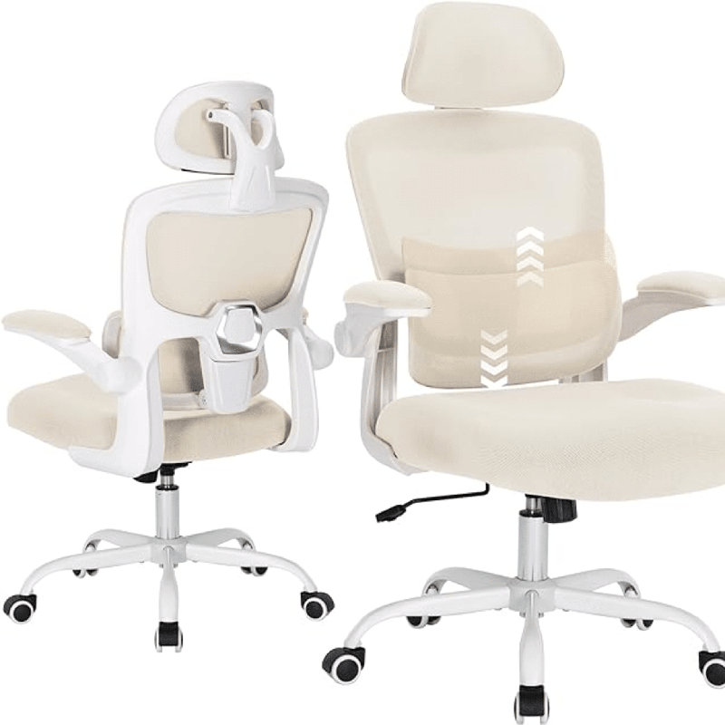 Chaise de bureau Devli, Beige, White