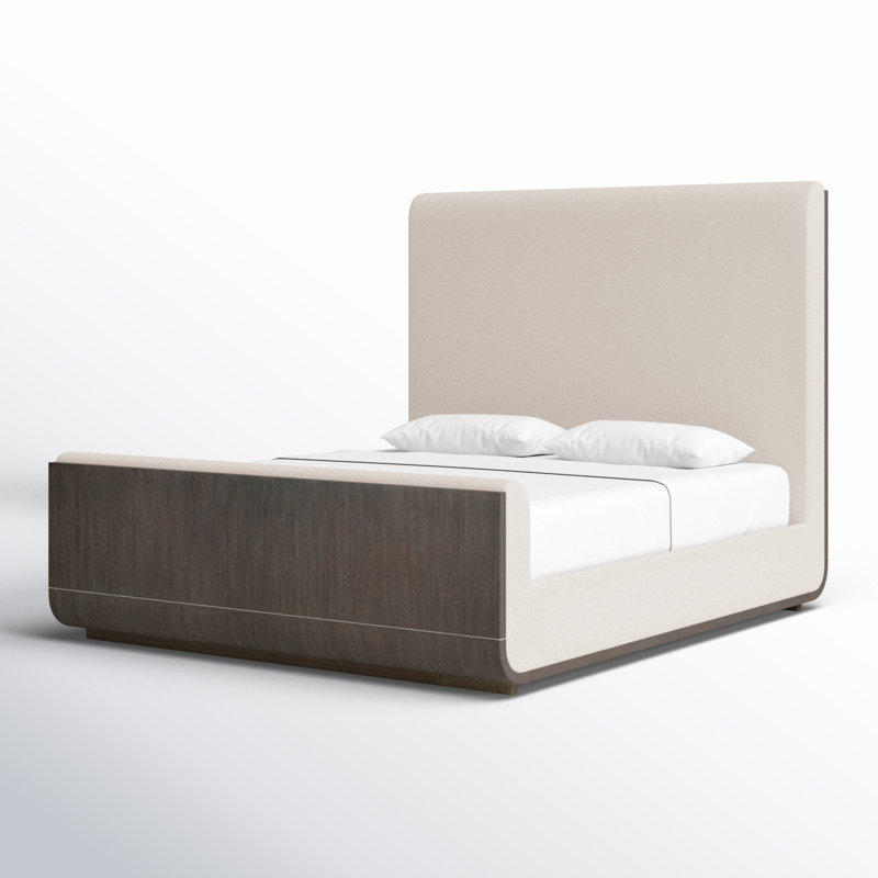 Modern Mood Upholstered Panel Bed, King, Dark Wood/Mink/Inverness Natural