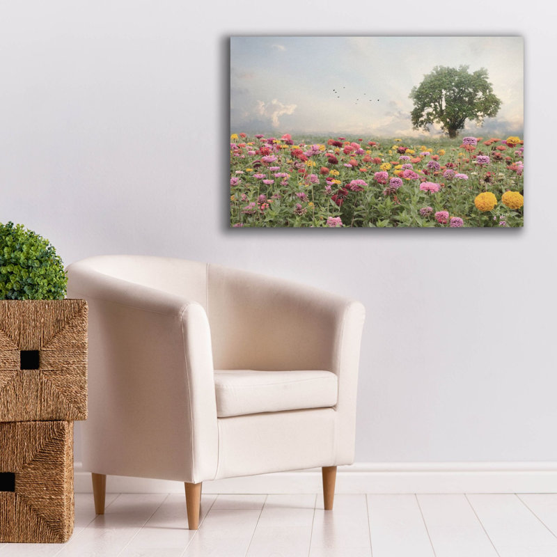 Toile épique Graffiti «Zinnia Field» par Lori Deiter, 40 po x 26 po
