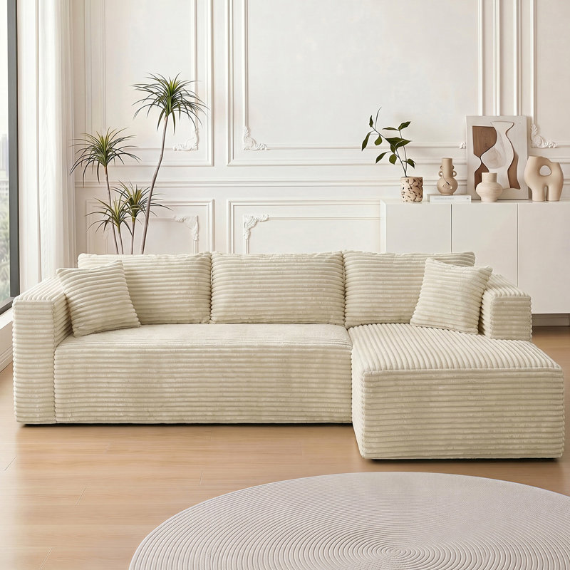 Canapé modulaire Cloud Couch avec support ergonomique et rangement, Tissu beige