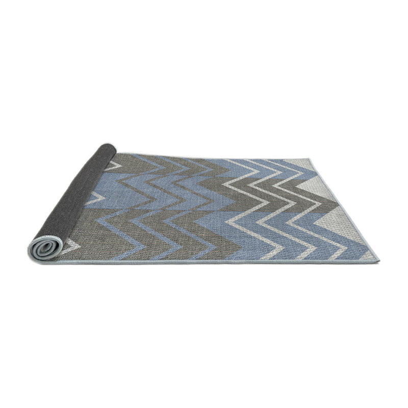 Tapis à chevrons bleu / gris Antre, Rond 6 pi