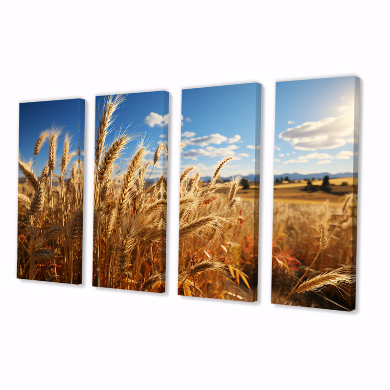 «Golden Harvest Meadow Horizon IV», art mural 4 pièces, H 28 po x l 48 po