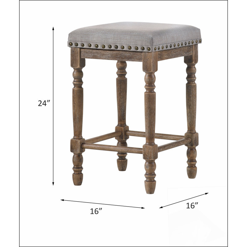 Tabouret à hauteur de comptoir en tissu et finition chêne vieilli Farsiris (ensemble de 2)