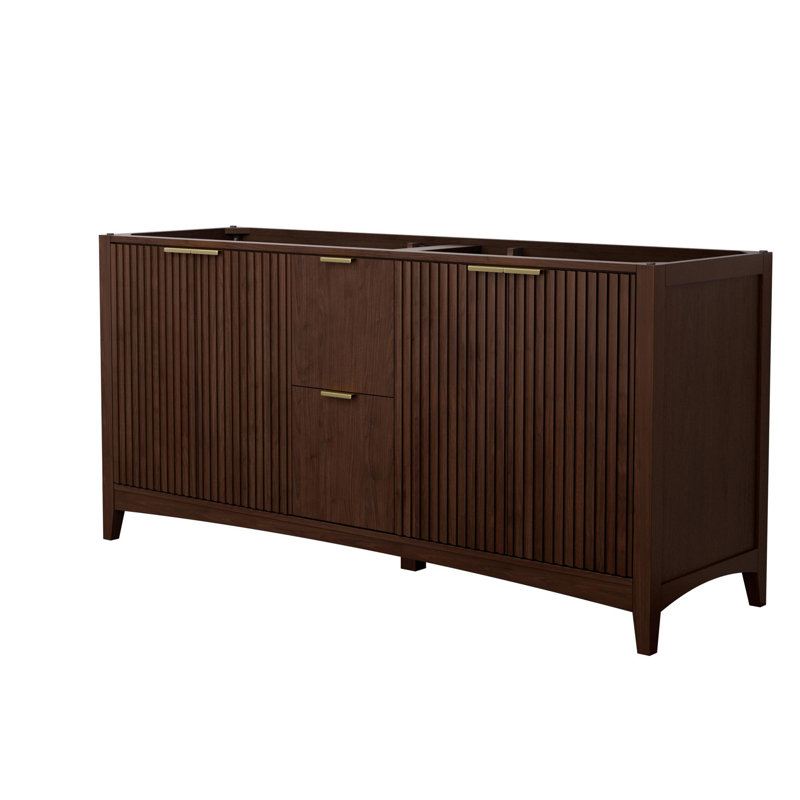 Palmilla 71.25" Freestanding Double Bathroom Vanity Base Only, Brown, Brushed Gold