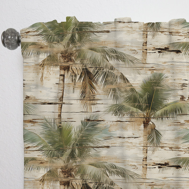 Toile flottante motif tropical - Rideau floral - Rideau floral obscurcissant - 1 panneau, L 52 po x L 90 po