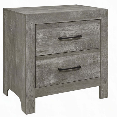 Rustic Style Gray Finish 1pc Nightstand of 2x Drawers Transitional Design Bedroom Furniture
