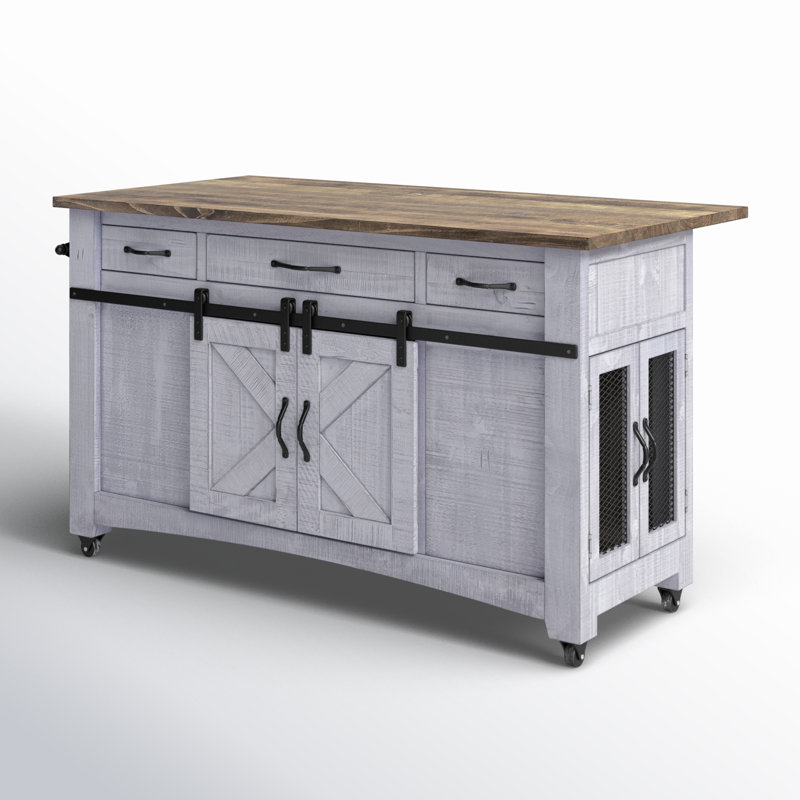 Westleigh Solid Wood Kitchen Island, Gray