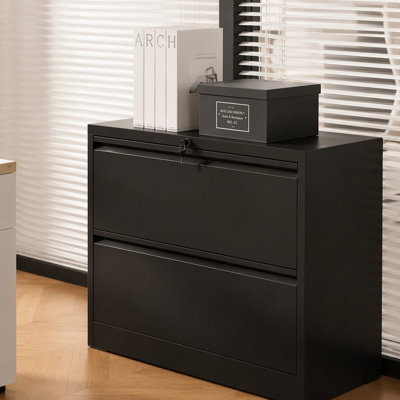 2 Drawer Lateral File Cabinet with Lock – Heavy-Duty Metal Filing Cabinet for Home Office, Space-Saving Wide Storage for Letter/Legal/A4/F4, Silent Fu