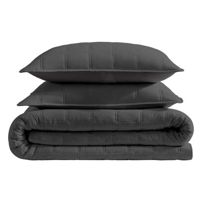 Kenneth Cole Stonewashed Solid Reversible Quilt Set