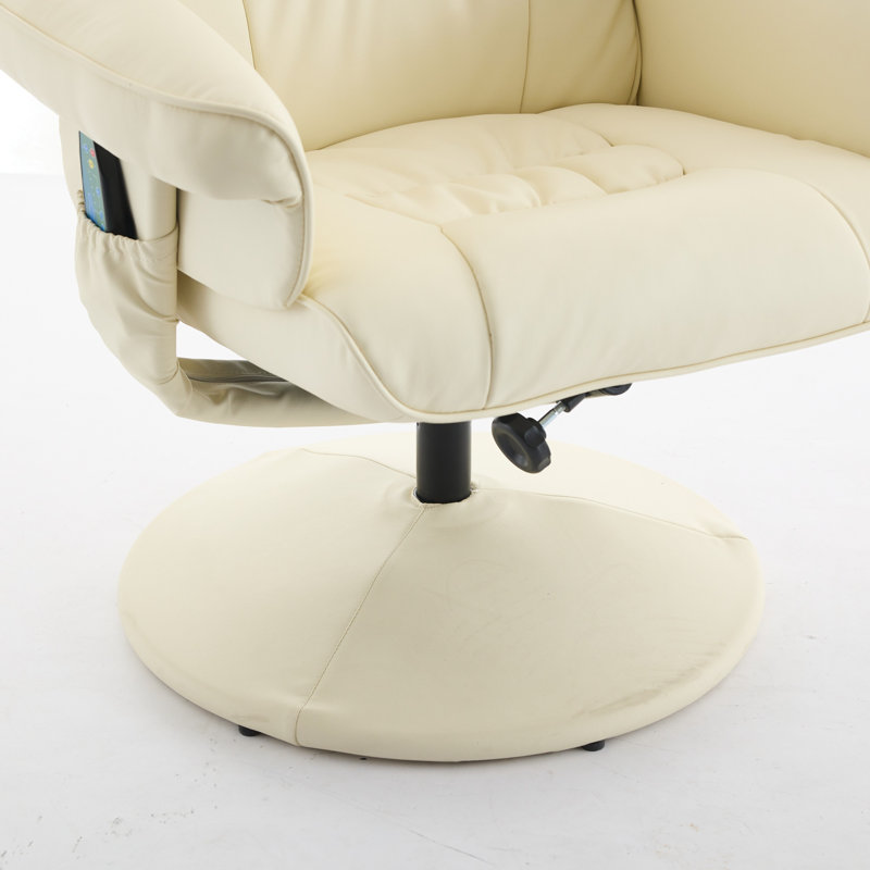 Fauteuil inclinable avec repose-pieds - Fauteuil de massage pivotant à 360 ° avec siège chauffant à 5 points de vibration et siège inclinable en cuir de polyuréthane ajustable à 140 ° pour le salon, le cinéma maison ou le bureau