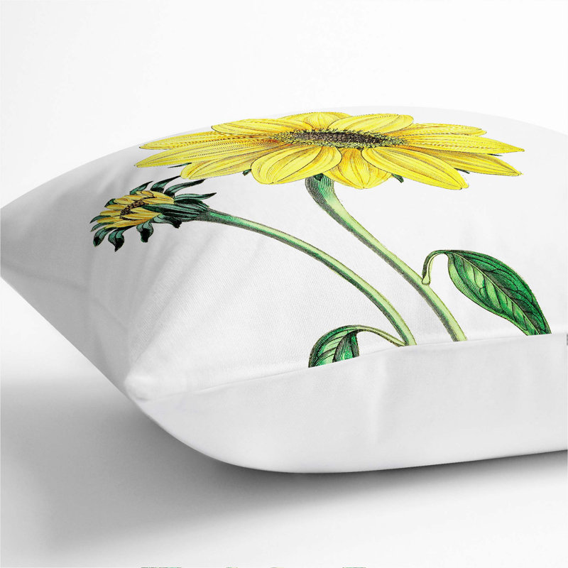 Floral Square Cushion, 55cm H x 55cm W x 20cm D, White
