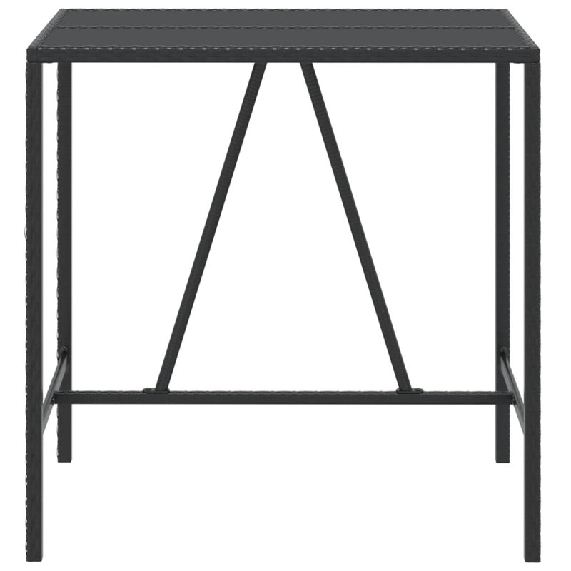 Dannyel Rectangular Glass Outdoor Bar Table, Black