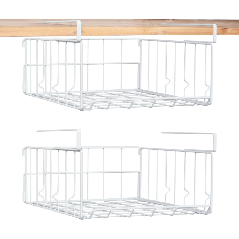 Ensemble de 2 étagères de rangement suspendues en métal pour panier de cuisine, Blanc